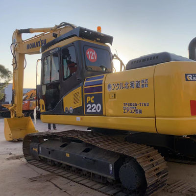 نوع خزنده Komatsu Pc220 حفاری دست دوم 23100kg ظرفیت سطل 1m3